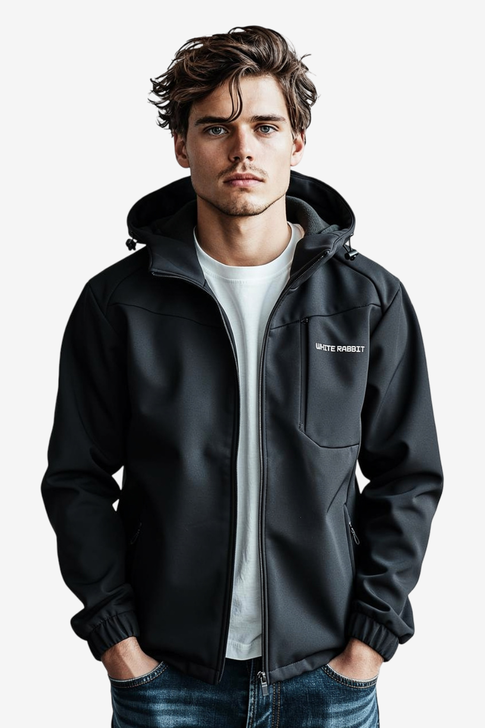Men’s Softshell Water-Resistant Jacket – Full Zip Hooded Design