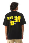 Loose Fit Black T-Shirt With Yellow Print Accent