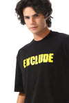 Loose Fit Black T-Shirt With Yellow Print Accent