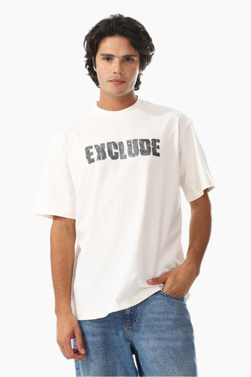 Loose Fit Black T-Shirt With Yellow Print Accent
