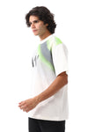 Gradient White & Green Self Patterened T-Shirt