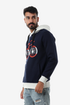 Bi-Tone Printed Bike Hoodie - Navy Blue