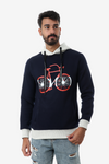 Bi-Tone Printed Bike Hoodie - Navy Blue