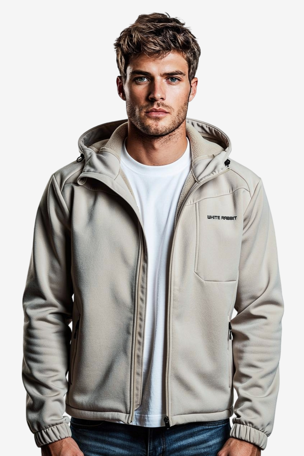 Men’s Softshell Water-Resistant Jacket – Full Zip Hooded Design