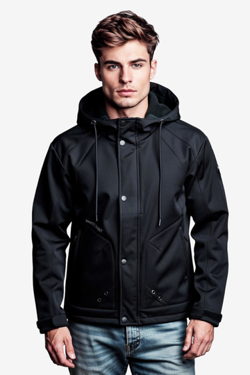 Men’s Softshell Water-Resistant Jacket – Full Zip Hooded Design