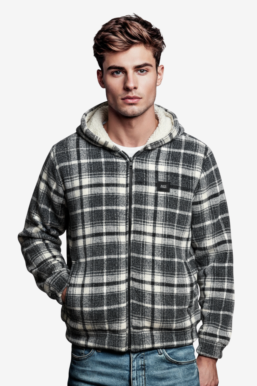 Padded Long Sleeves Zipper Hooded Jacket