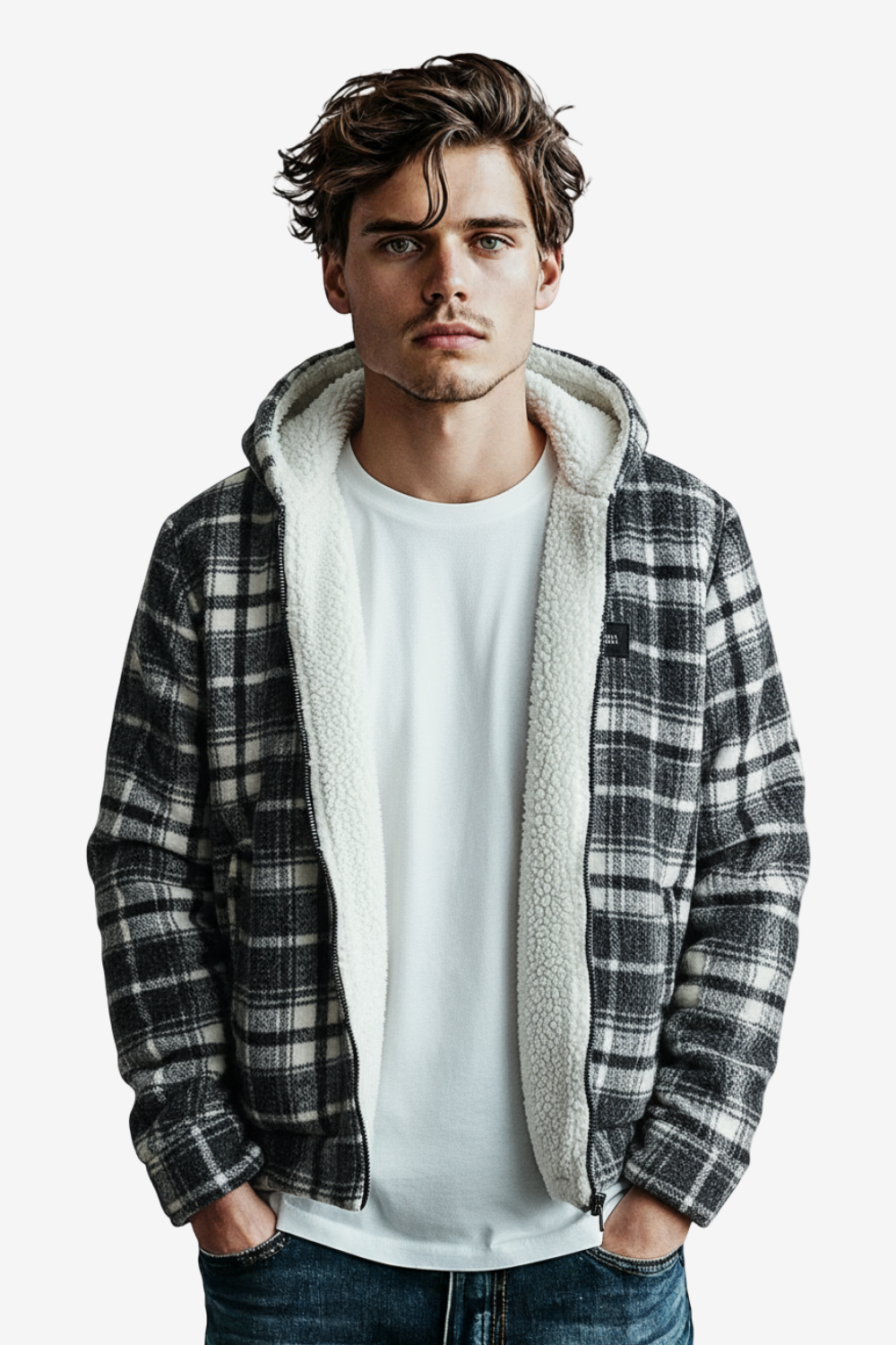 Padded Long Sleeves Zipper Hooded Jacket