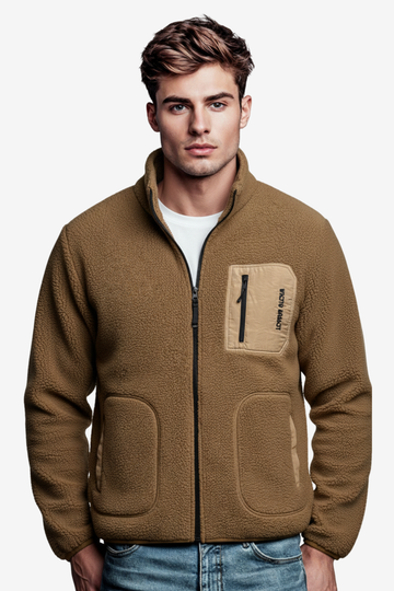 Ribbed Cuffs & Hem Quilted Hooded  Jacket - Brown