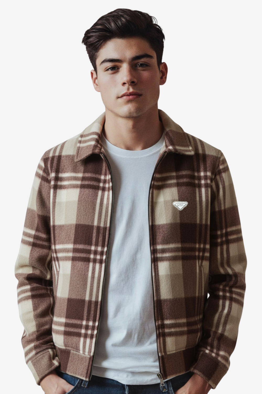 Men’s Plaid Wool Blend Zip Jacket