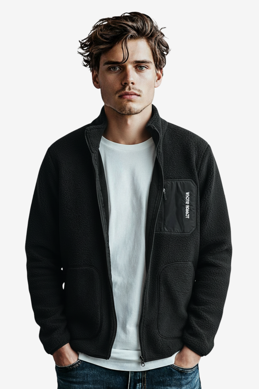 Ribbed Cuffs & Hem Quilted Hooded  Jacket -Black