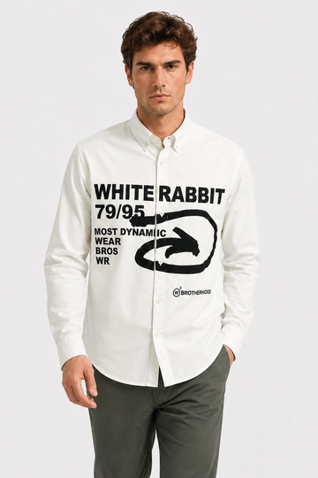 قميص مطبوع بأكمام طويلة وياقة مطوية من White Rabbit