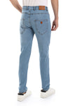 Slim Fit Solid Cottton Jeans - Greenish Blue