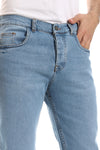 Slim Fit Solid Cottton Jeans - Greenish Blue