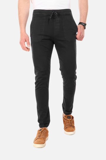 jebarden -Side Zipped Pockets Black Pants