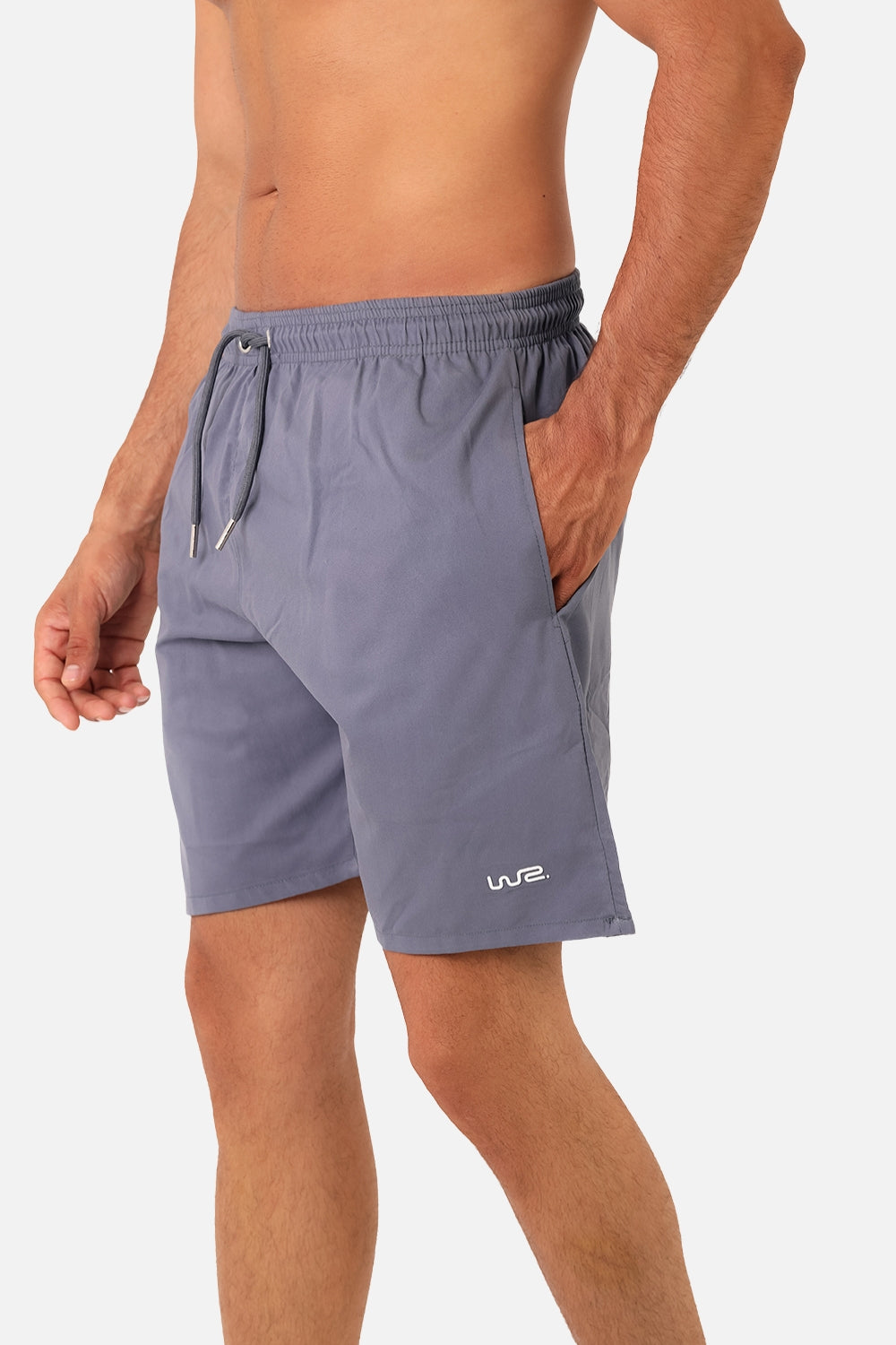 Regular Grey Swim Shorts with Side Pockets - Grey Drawstring