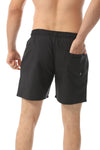 Side Pockets Plain Black Swim Shorts Black