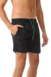 Side Pockets Plain Black Swim Shorts Black