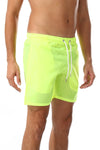 Side Pockets Plain Black Swim Shorts Lemon