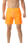 Side Pockets Plain Black Swim Shorts Orange