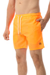 Side Pockets Plain Black Swim Shorts Orange