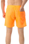 Side Pockets Plain Black Swim Shorts Orange