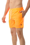 Side Pockets Plain Black Swim Shorts Orange