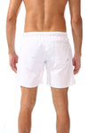 Side Pockets Plain Black Swim Shorts White