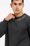 Stitched Side Neck Heather Charcoal Sweatshirt