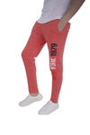 Pink text print track pants