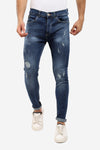 Buttoned Jeans With Front Ripped - Standard Blue