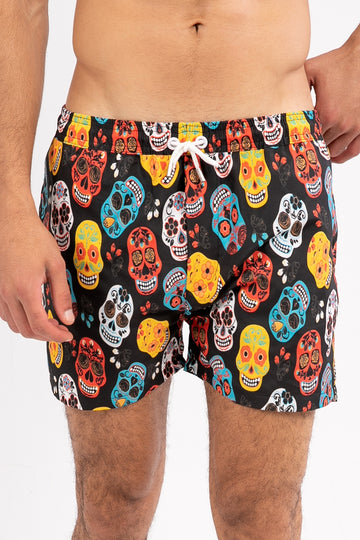 Colorful Skulls Polyester Summer Swim Short