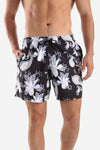 Elastic Waist Polyester Summer Swim Short - Black & White