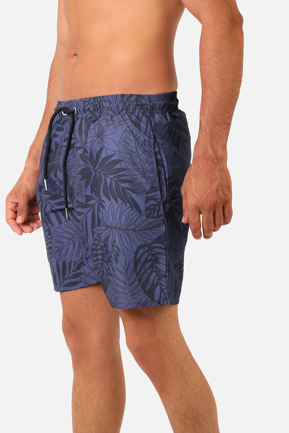 Side Pockets Crabs Patterned Board Shorts - Purple & Black