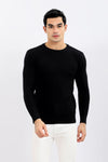 Knitted Pullover With Ribbed Hem – Black-olive-