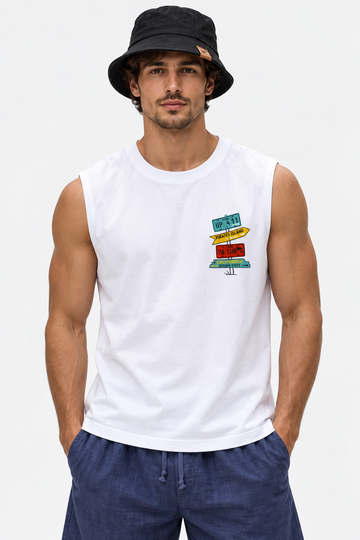 Printed Cut T-Shirt  – White