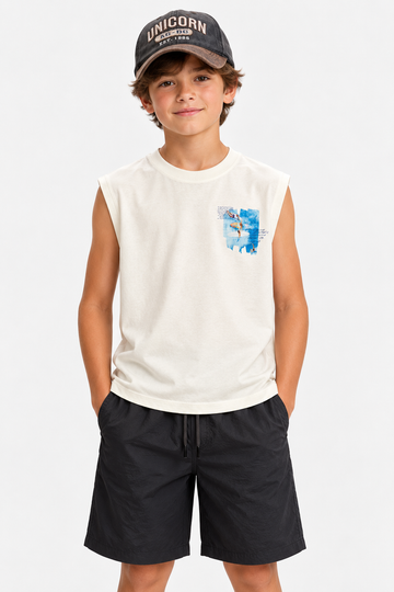 Printed Cut T-Shirt Kids – Off White