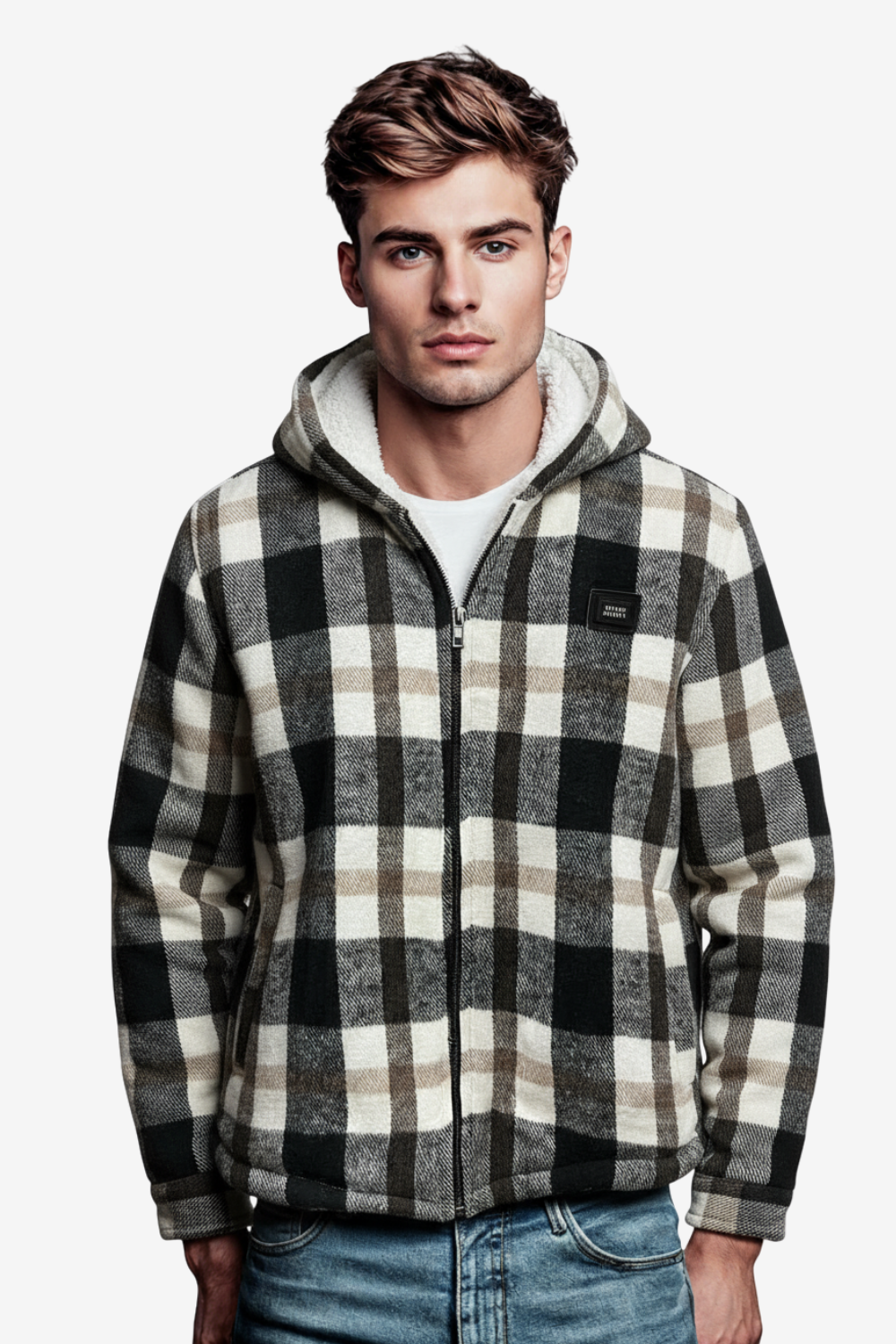 Padded Long Sleeves Zipper Hooded Jacket