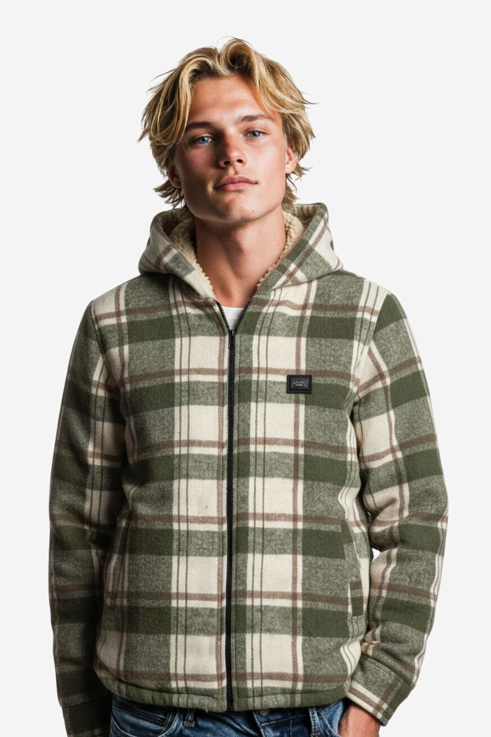 Padded Long Sleeves Zipper Hooded Jacket