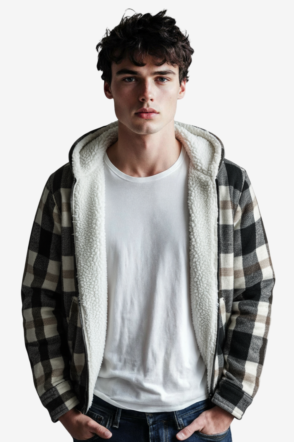 Padded Long Sleeves Zipper Hooded Jacket