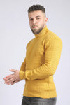 Ribbed Turtle Neck Acrylic Pullover - Mustard