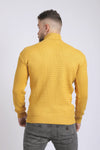 Ribbed Turtle Neck Acrylic Pullover - Mustard