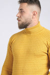 Ribbed Turtle Neck Acrylic Pullover - Mustard