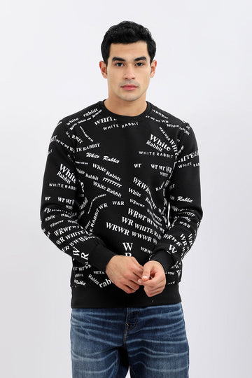  سويت شيرت مطبوع من الأمام والخلف - أسود