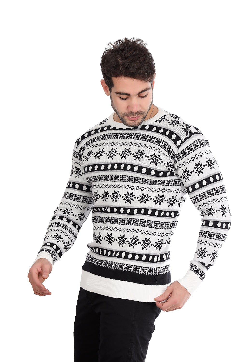 Patterned Pullover White