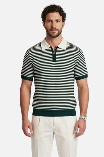 The Knit Resort Polo – Olive & Cream Stripe