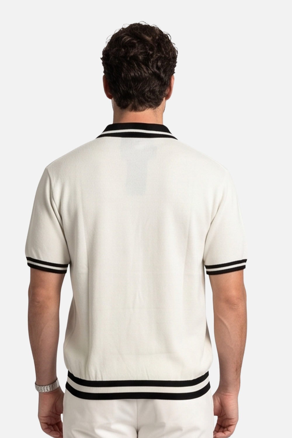 The Ivory Riviera Johnny Collar Polo – Cream & Onyx