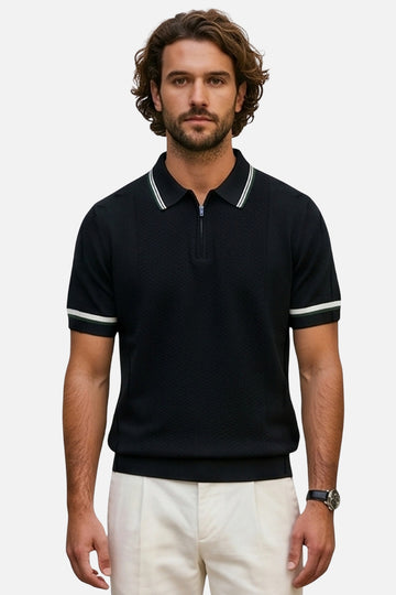 The Riviera Waffle-Knit Quarter-Zip Polo