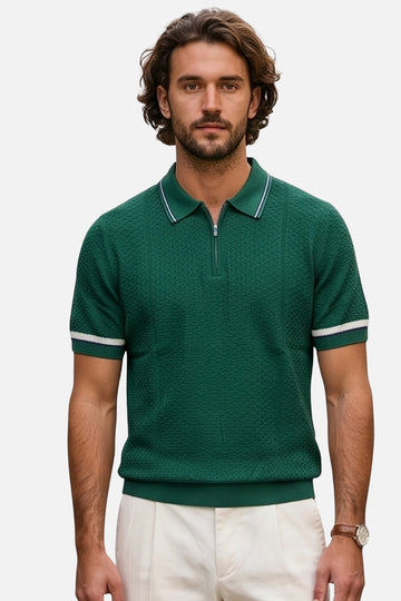 The Riviera Waffle-Knit Quarter-Zip Polo