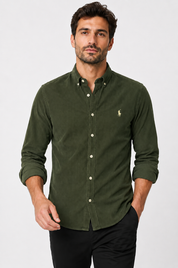 “Slim Fit Olive Cotton Shirt for Men”-Polo