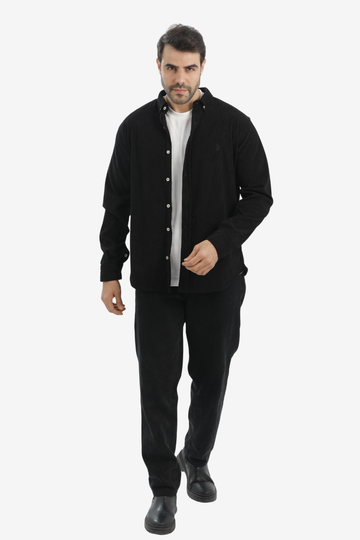 “Slim Fit Black Cotton Shirt for Men”